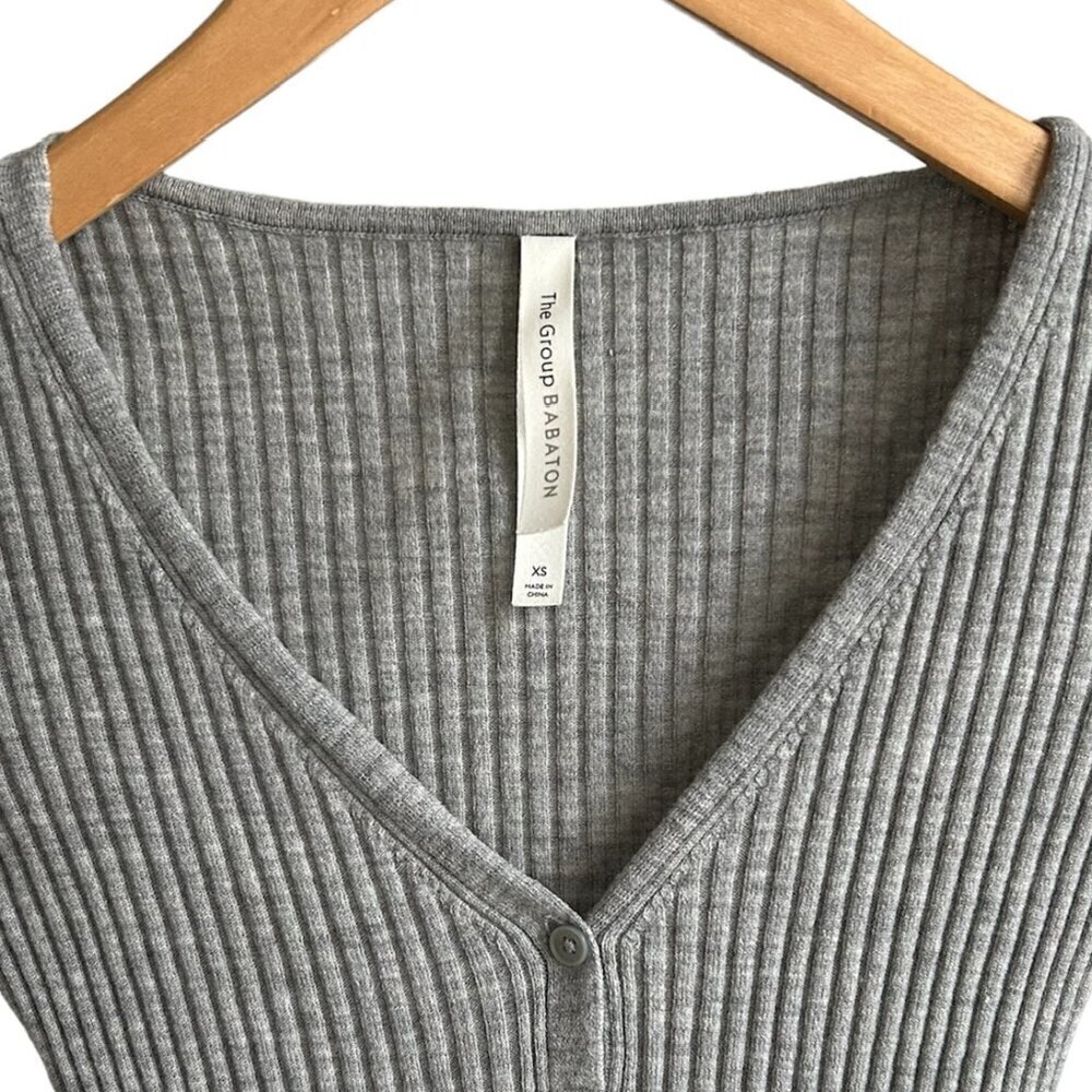 ARITZIA The Group Babaton Heather Grey Ribbed Knit Avalon Midi Dress US XS - Picture 3 of 7